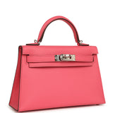 Hermes Kelly Sellier 20 Rose Azalee Epsom Palladium Hardware - Thumbnail View 2
