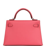 Hermes Kelly Sellier 20 Rose Azalee Epsom Palladium Hardware - Thumbnail View 4