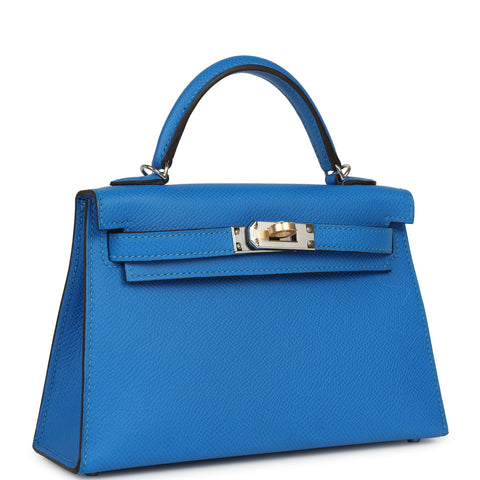 Hermes Kelly Sellier 20 Bleu Hydra Epsom Electrum Hardware
