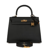 Hermes Kelly Sellier 25 Black Epsom Gold Hardware - Thumbnail View 1