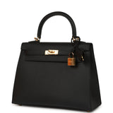Hermes Kelly Sellier 25 Black Epsom Gold Hardware - Thumbnail View 5