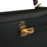 Hermes Kelly Sellier 25 Black Epsom Gold Hardware - Thumbnail View 7