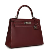 Pre-owned Hermes "Miss You" Kelly Sellier 28 Rouge H Monsieur Palladium Hardware - Thumbnail View 2