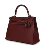 Pre-owned Hermes "Miss You" Kelly Sellier 28 Rouge H Monsieur Palladium Hardware - Thumbnail View 5