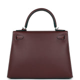 Pre-owned Hermes "Miss You" Kelly Sellier 28 Rouge H Monsieur Palladium Hardware - Thumbnail View 4