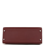 Pre-owned Hermes "Miss You" Kelly Sellier 28 Rouge H Monsieur Palladium Hardware - Thumbnail View 6