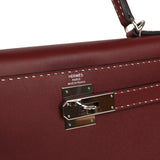 Pre-owned Hermes "Miss You" Kelly Sellier 28 Rouge H Monsieur Palladium Hardware - Thumbnail View 7
