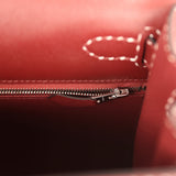 Pre-owned Hermes "Miss You" Kelly Sellier 28 Rouge H Monsieur Palladium Hardware - Thumbnail View 9