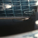 Hermes Kelly Sellier 25 Vert Rousseau Shiny Alligator Palladium Hardware - Thumbnail View 9