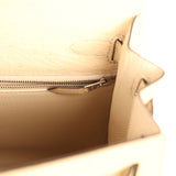 Pre-owned Hermes Kelly Sellier 28 Parchemin Ostrich Palladium Hardware - Thumbnail View 9