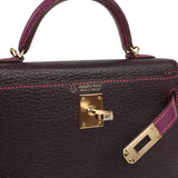 Hermes Special Order (HSS) Kelly Sellier 20 Raisin and Anemone Chevre Mysore Permabrass Hardware - Thumbnail View 7