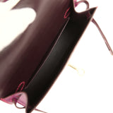 Hermes Special Order (HSS) Kelly Sellier 20 Raisin and Anemone Chevre Mysore Permabrass Hardware - Thumbnail View 8
