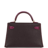 Hermes Special Order (HSS) Kelly Sellier 20 Raisin and Anemone Chevre Mysore Permabrass Hardware - Thumbnail View 4