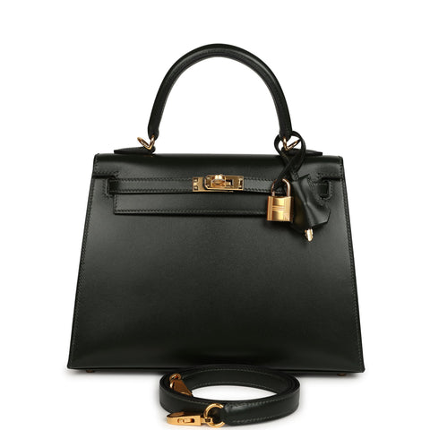 Hermes Kelly Sellier 25 Vert Fonce Box Gold Hardware