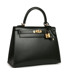 Hermes Kelly Sellier 25 Vert Fonce Box Gold Hardware