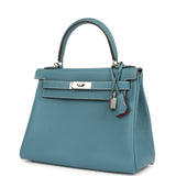Hermes Special Order (HSS) Kelly Retourne 28 Blue Jean Verso Clemence Palladium Hardware - Thumbnail View 5