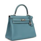 Hermes Special Order (HSS) Kelly Retourne 28 Blue Jean Verso Clemence Palladium Hardware - Thumbnail View 2