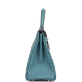 Hermes Special Order (HSS) Kelly Retourne 28 Blue Jean Verso Clemence Palladium Hardware - Thumbnail View 3