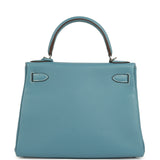 Hermes Special Order (HSS) Kelly Retourne 28 Blue Jean Verso Clemence Palladium Hardware - Thumbnail View 4