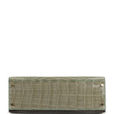 Pre-owned Hermes Special Order (HSS) Kelly Sellier 32 Graphite, Gris Tourterelle and Geranium Shiny Niloticus Crocodile Brushed Gold Hardware - Thumbnail View 6