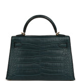 Hermes Kelly Sellier 20 Vert Rousseau Matte Alligator Gold Hardware - Thumbnail View 4