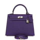 Hermes Kelly Sellier 25 Purple Epsom Palladium Hardware