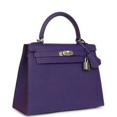 Hermes Kelly Sellier 25 Purple Epsom Palladium Hardware