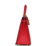 Pre-owned Hermes Special Order (HSS) Kelly Sellier 28 Rose Sakura and Rose Extreme Chevre Brushed Gold Hardware - Thumbnail View 3