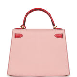 Pre-owned Hermes Special Order (HSS) Kelly Sellier 28 Rose Sakura and Rose Extreme Chevre Brushed Gold Hardware - Thumbnail View 4