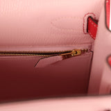 Pre-owned Hermes Special Order (HSS) Kelly Sellier 28 Rose Sakura and Rose Extreme Chevre Brushed Gold Hardware - Thumbnail View 9
