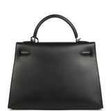 Vintage Hermes Kelly Sellier 32 Black Tadelakt Palladium Hardware - Thumbnail View 4