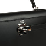 Vintage Hermes Kelly Sellier 32 Black Tadelakt Palladium Hardware - Thumbnail View 7