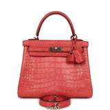 Pre-owned Hermes Kelly Retourne 25 Bougainvillea Matte Alligator Palladium Hardware - Thumbnail View 1