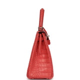 Pre-owned Hermes Kelly Retourne 25 Bougainvillea Matte Alligator Palladium Hardware - Thumbnail View 3