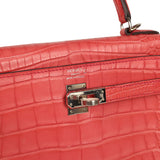 Pre-owned Hermes Kelly Retourne 25 Bougainvillea Matte Alligator Palladium Hardware - Thumbnail View 7