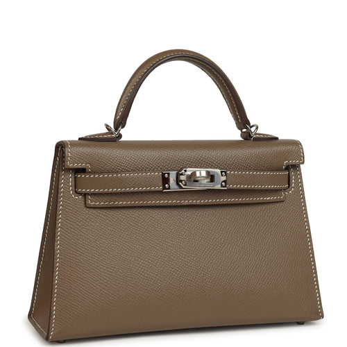 Pre-owned Hermes Kelly Sellier 20 Etoupe Epsom Palladium Hardware