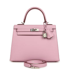 Hermes Special Order (HSS) Kelly Sellier 25 Mauve Sylvestre Verso Epsom Palladium Hardware
