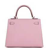 Hermes Special Order (HSS) Kelly Sellier 25 Mauve Sylvestre Verso Epsom Palladium Hardware - Thumbnail View 4