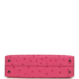 Hermes Kelly Sellier 20 Rose Tyrien Ostrich Palladium Hardware - Thumbnail View 6