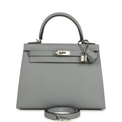 Hermes Kelly Sellier 28 Gris Pantin Epsom Palladium Hardware