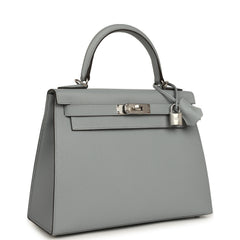 Hermes Kelly Sellier 28 Gris Pantin Epsom Palladium Hardware