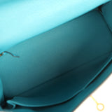 Pre-owned Hermes Kelly Retourne 32 Turquoise Clemence Gold Hardware - Thumbnail View 8