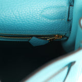 Pre-owned Hermes Kelly Retourne 32 Turquoise Clemence Gold Hardware - Thumbnail View 9