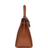 Hermes Kelly Sellier 25 Gold Swift and Ecru Beige Toile H Canvas Palladium Hardware - Thumbnail View 3