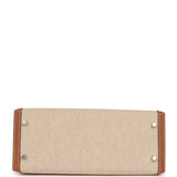 Hermes Kelly Sellier 25 Gold Swift and Ecru Beige Toile H Canvas Palladium Hardware - Thumbnail View 6
