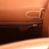 Hermes Kelly Sellier 25 Gold Swift and Ecru Beige Toile H Canvas Palladium Hardware - Thumbnail View 8
