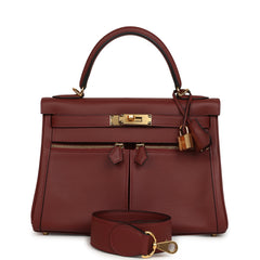 Hermes Kelly Lakis 28 Rouge H Swift Gold Hardware