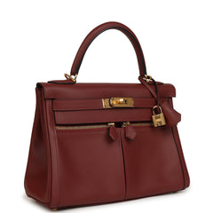 Hermes Kelly Lakis 28 Rouge H Swift Gold Hardware