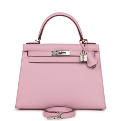 Hermes Kelly Sellier 28 Mauve Sylvestre Epsom Palladium Hardware
