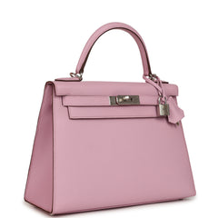 Hermes Kelly Sellier 28 Mauve Sylvestre Epsom Palladium Hardware